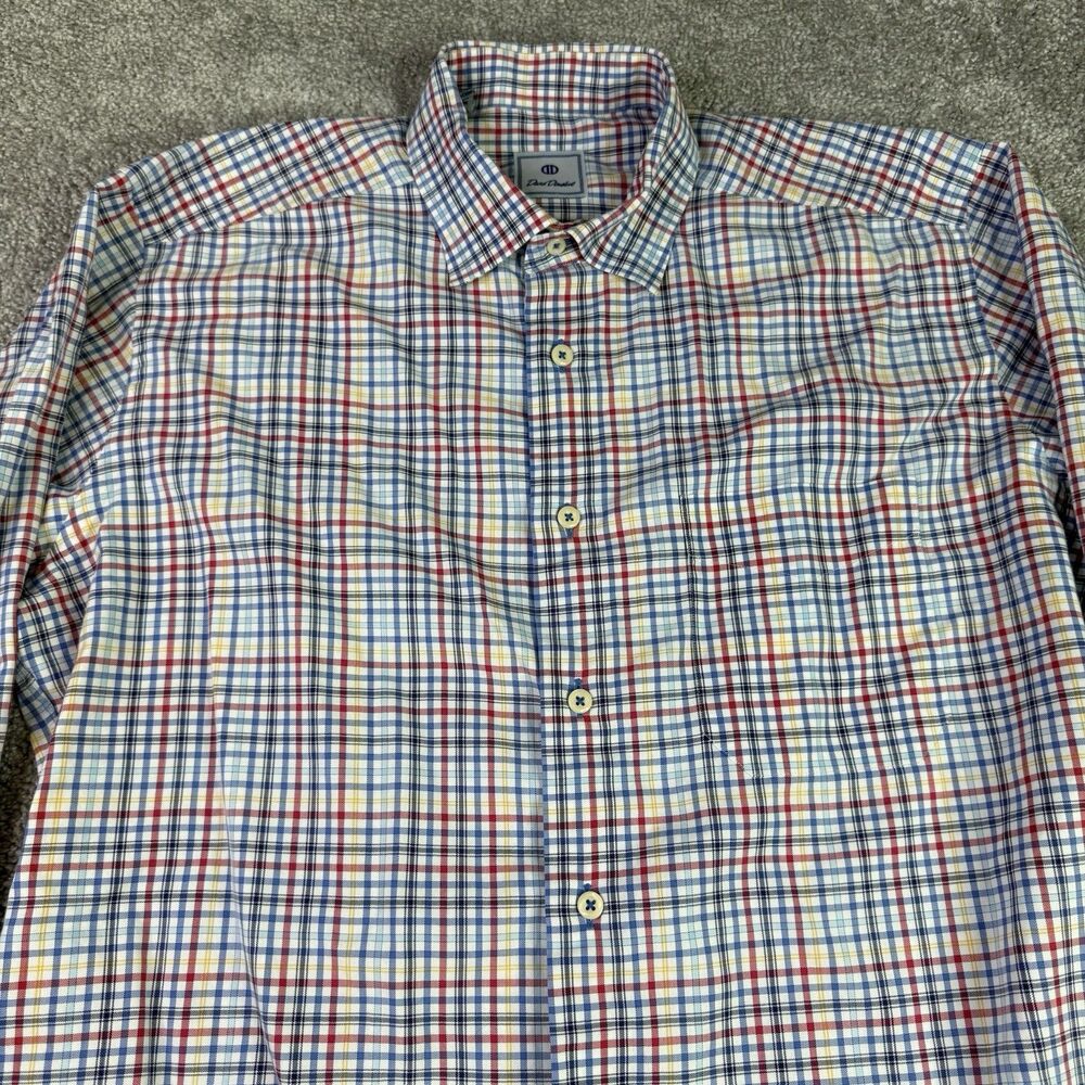 David Donahue Shirt Men’s Large Multi-Colored Plaid Button Down Long Sleeve